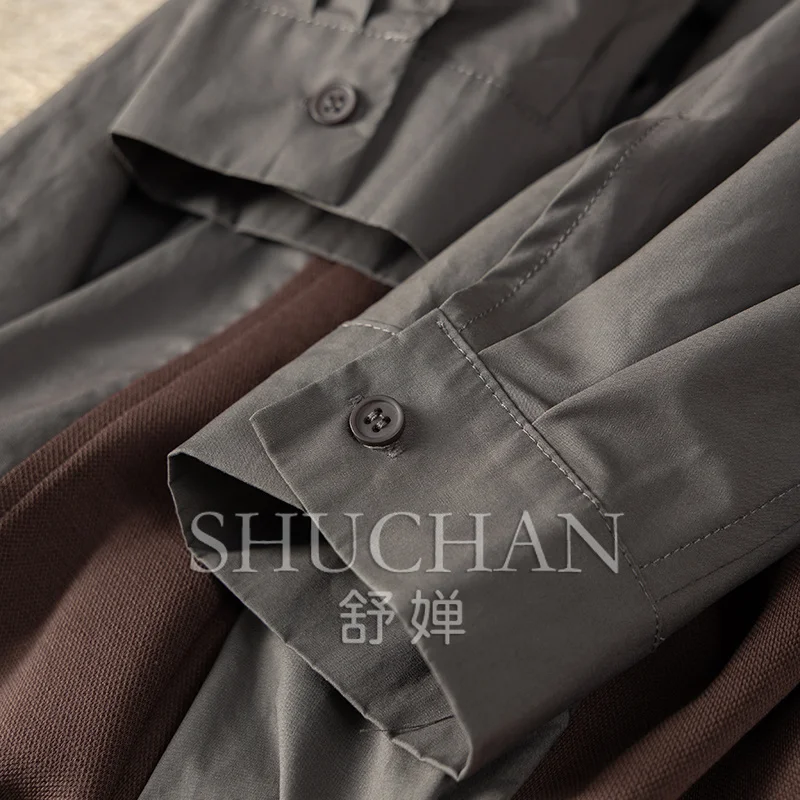 Relaxation Loose Fashion Splicing Contrasting Color Long-sleeved Hem Drawstring Sweatershirt Women  Streetwear Women