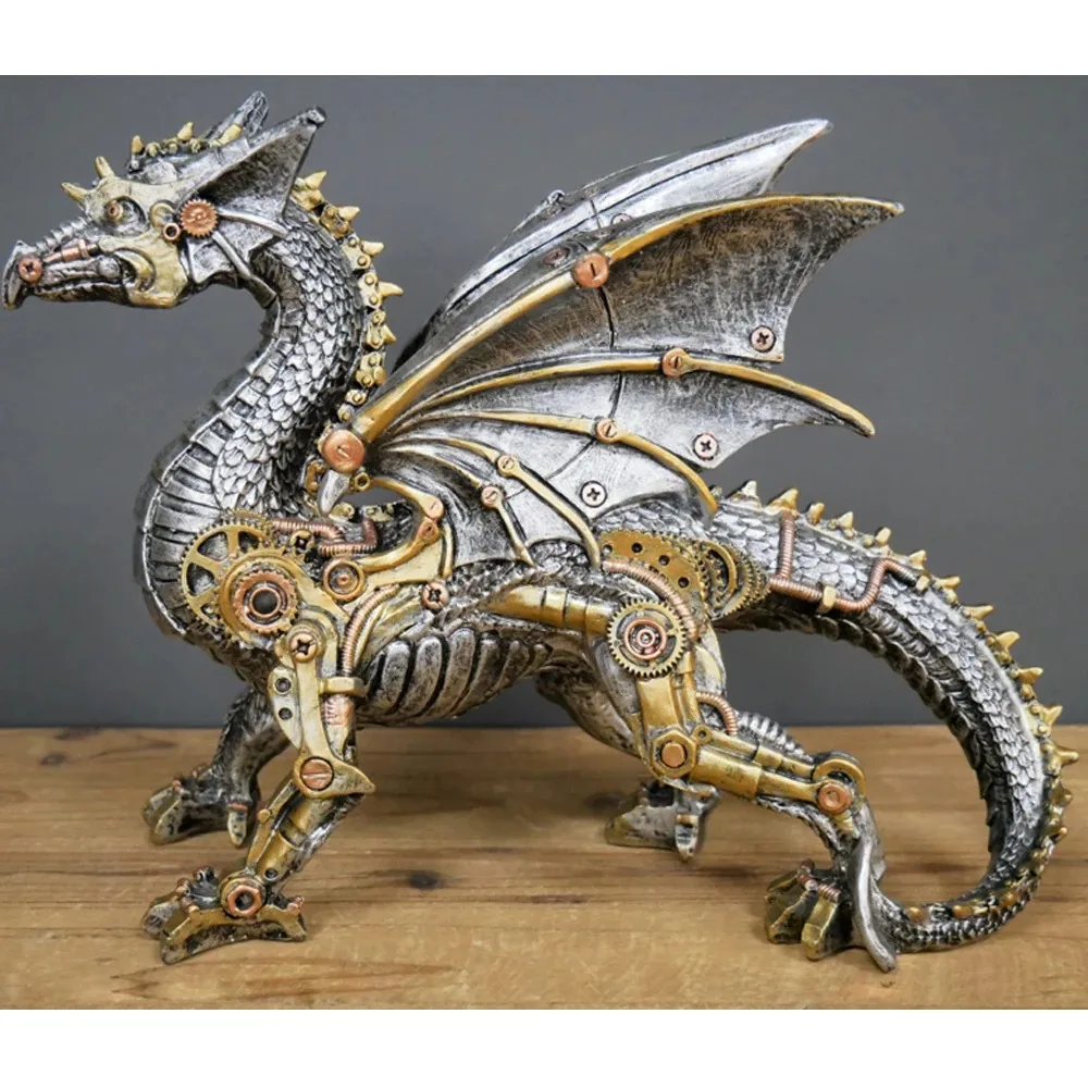 Mechanical punk dog animal statues,industrial Gothic steampunk standing dog decorations,creative punk office bookshelf decoratio