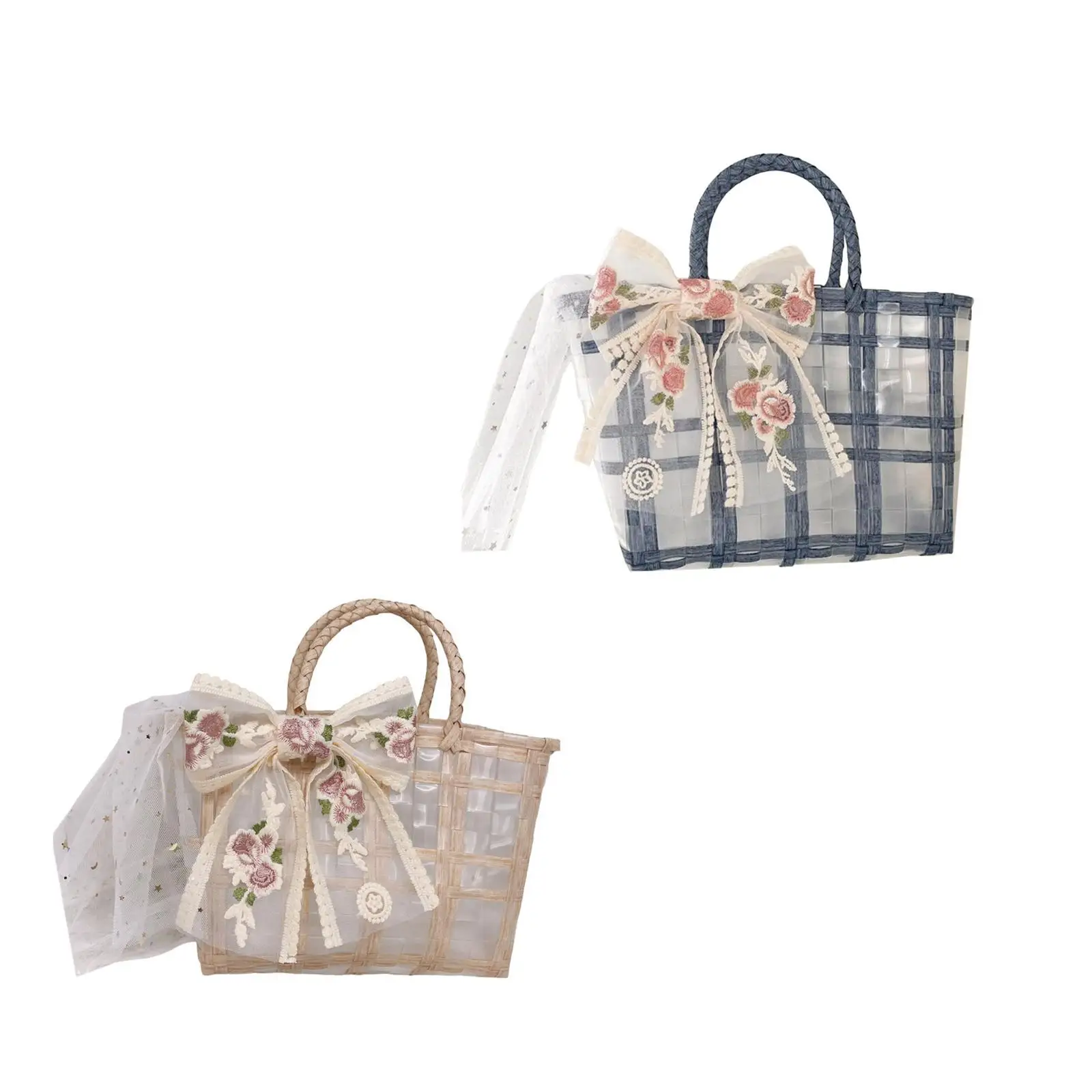 

Hand Woven Bag Lightweight Garden Beach Bag Transparent for Women Container