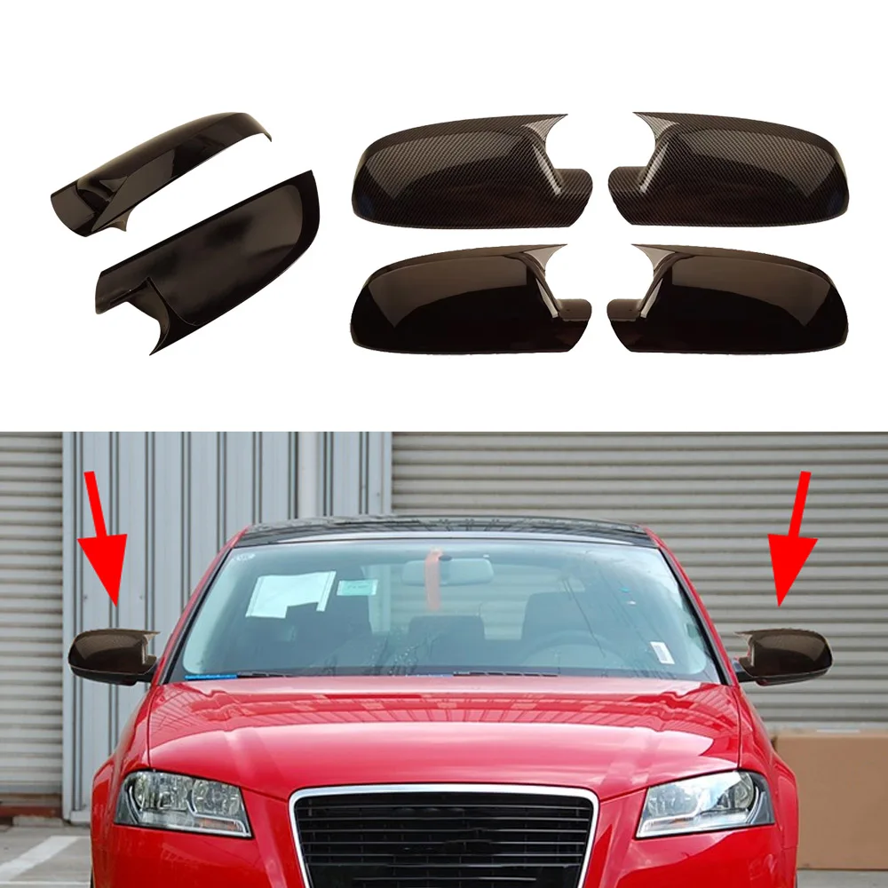 2PC OX Horn Styling Car Mirror Cover Car Rearview Mirror Caps For Audi A3 8P Cabrio 2010 2011 2012 2013 Audi RS3 Sportback 2012