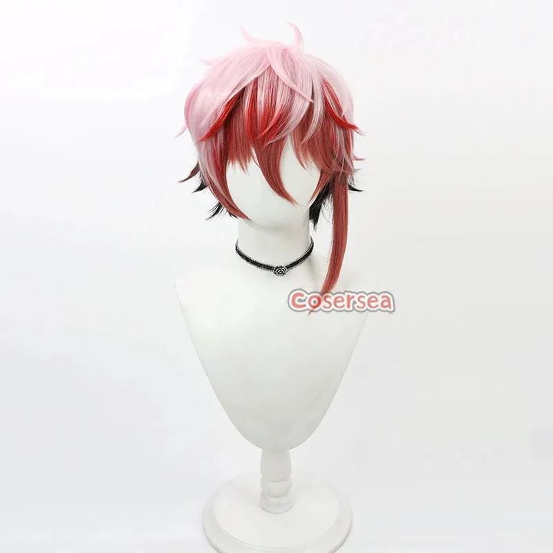 

wiwiwi 123Cosersea Seraph Dazzlegarden Cosplay Wigs Virtual YouTuber 30cm Short Black Mixed Pink Red Men Wig Synthetic Hair Heat