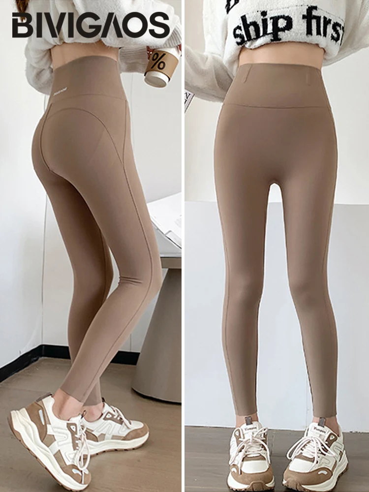 BIVIGAOS 2023 Autumn Sharkskin Leggings Women High Waist Tight Pressure Shaping Push Up Leggings Sexy Fitness Yoga Sport Legging