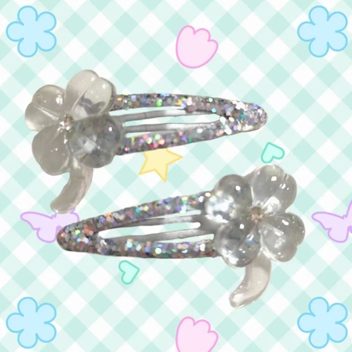 2 pçs/set y2k trevo de quatro folhas grampos de cabelo para mulheres meninas grampo de cabelo mori meninas lolita acessórios de cabelo