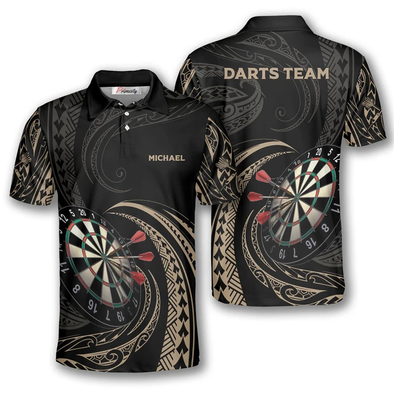 3D Printed Darts Pattern Polo Shirts For Men Funny Casual Fashion Short Sleeve Tops Tees Ropa Para Hombres Hot Sale Short Polo