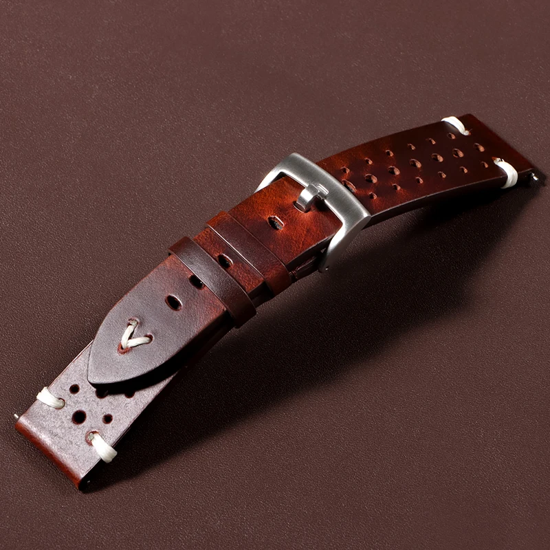 Vintage Echtes Leder Armband 20mm 22mm Universal Rindsleder Armband Atmungsaktive Armband Sport Armband Business Männer Frauen Strap