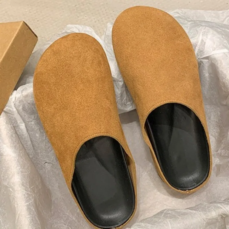 Autumn Women Casual Clogs Slippers Retro Summer Slip On Cork Sandals All-match Fashion Flat Half Slides Women Beach Mules Shoes