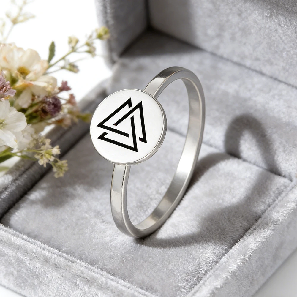 Dawapara Vintage Odin Symbol Ring Tribal Ancient Symbols Runes Wiccan Protection Amulet Finger Rings Stainless Steel Jewelry