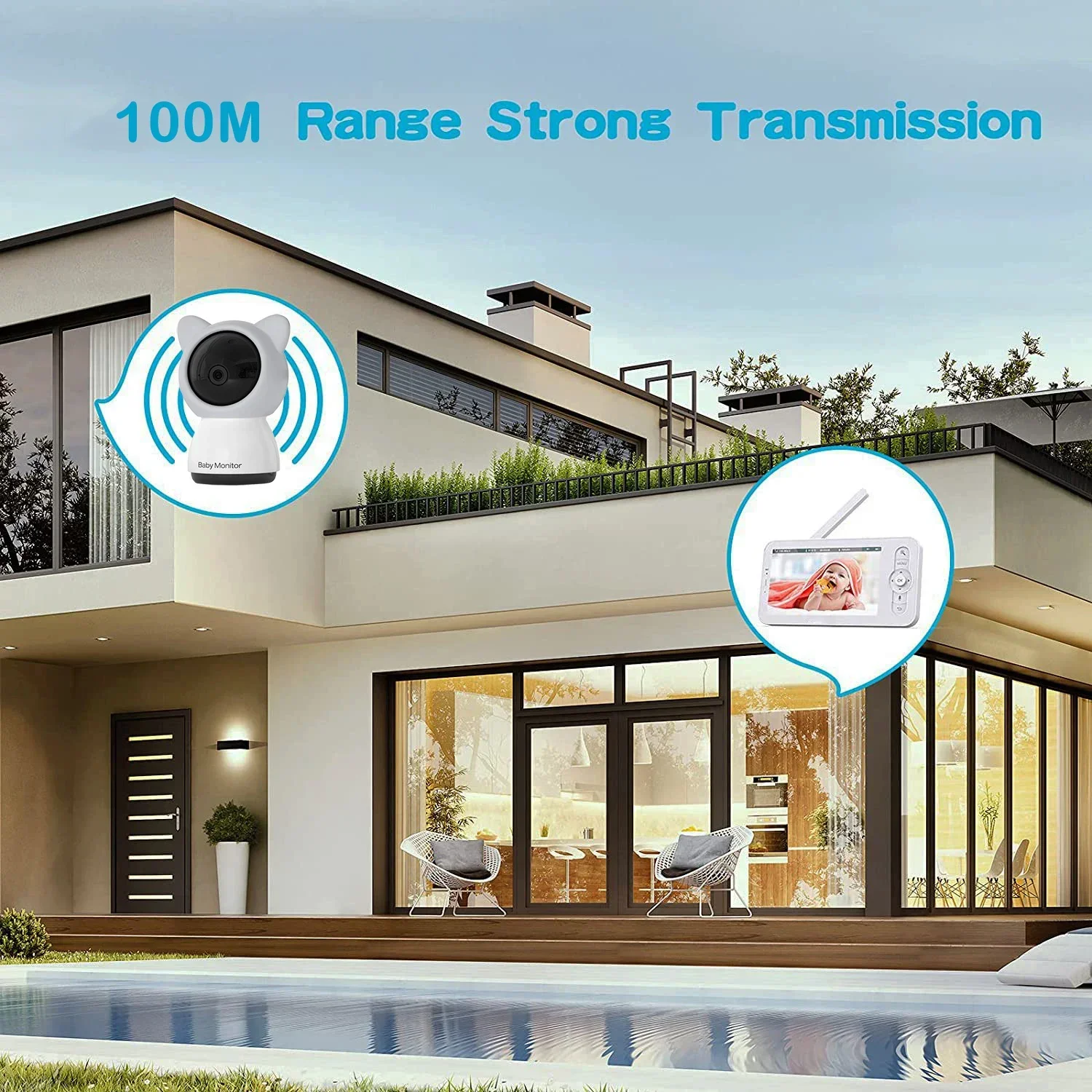 5 polegadas 3MP Baby Monitor Babyphone,Câmara de vídeo de segurança Wireles,Bebe Nanny,VOX PTZ Lullabies,HD Night Vision,Temperatura Humidade