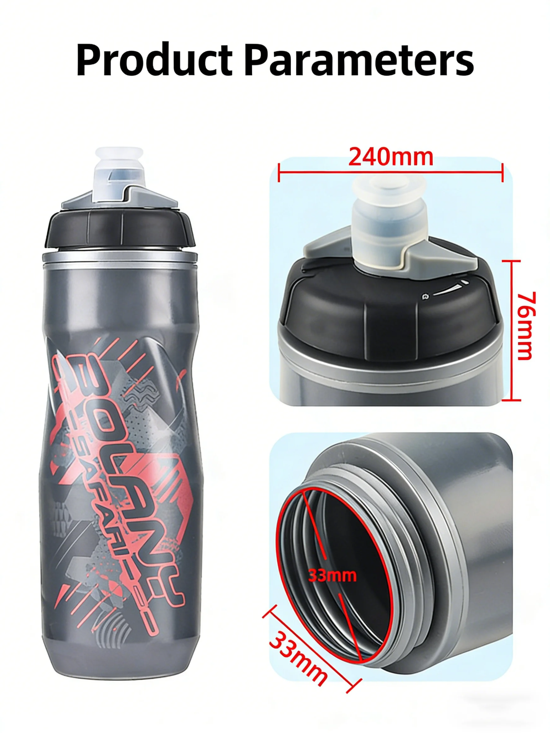 

600ml Mountain Bike Outdoor Cycling Water Bottle Double-Layer Portable Ice Retention Sports Kettle PP Cup for Hiking & Climbing