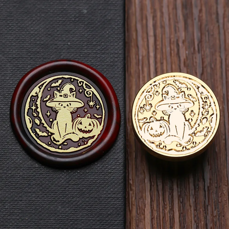 Halloween Wax Seal Stamps Removable Brass Heads Spooky Witch Stamp Sealing For DIY Cards Scrapbooking Invitation Decor