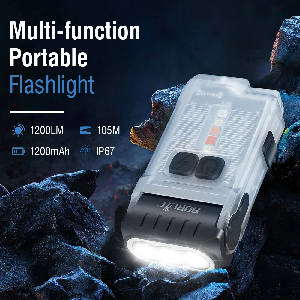 Imagem -04 - Boruit V15 Trabalho Lanterna Led Chaveiro Poderosa Usb-c Recarregável Lâmpada de Pesca Tiki Holofote à Prova Impermeável Água Tocha Acampamento