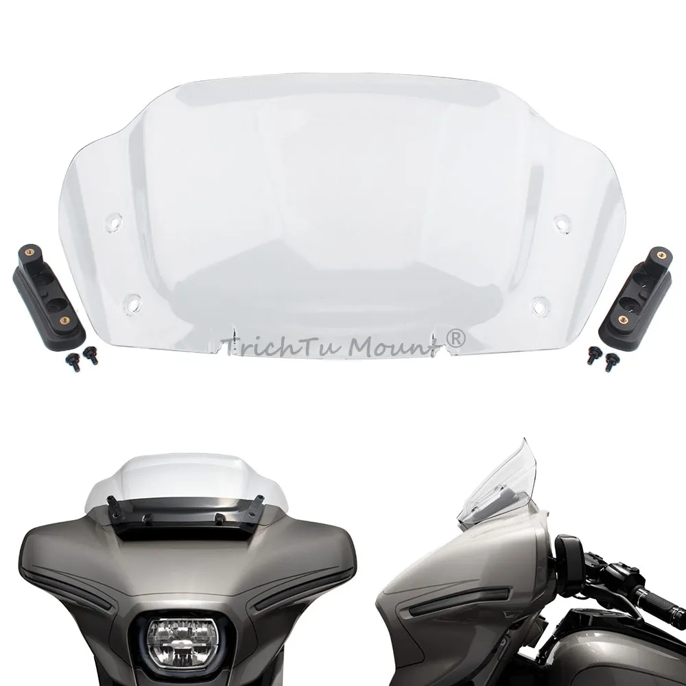 

Motorcycle Front Upper Fairing Windshield Clear 10" Windscreen Wind Deflector For Harley Street Glide FLHX CVO FLHXSE 2023 2024+