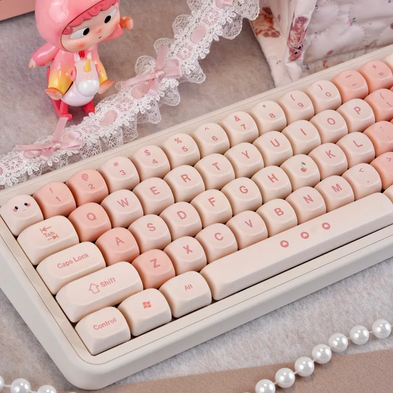 

Pink Sakura Keycap MOA PBT Material MX Switch Mechanical Keyboard Cute Keycaps for 61/63/64/68/84/87/96/98/104/108
