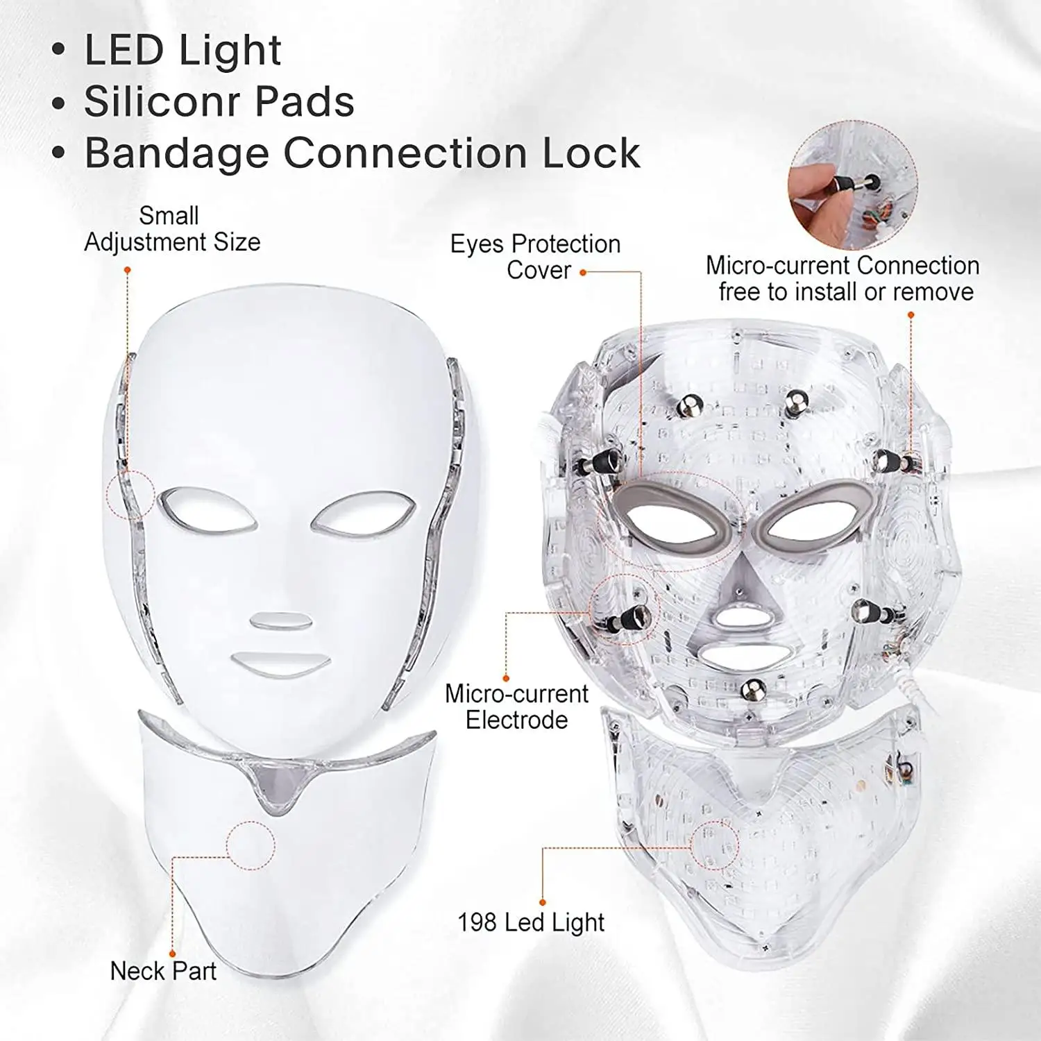 Versie Améliorée Du Masque De Beauté Multifonctionnel À Led 7 Couleurs Pour Soins De La Peau, Photorajeunissement Pratique