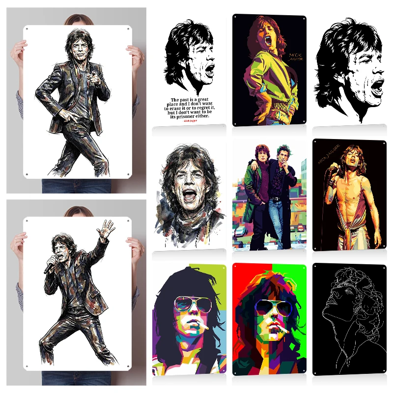 Mick Jagger Band Singer Metal Posters Customizable Retro Vintage Metal Tin Signs for Fans Wall Art Bar Accessories Office Decor