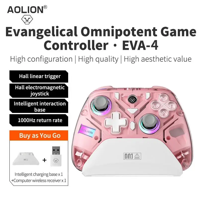 New! Aolion K10 Gaming Controller With Charging Dock RGB Wireless Gamepad Hall Effect Joystick Trigger For Nintend