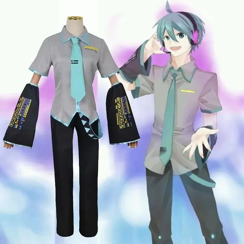 Anime Virtual Idol Hatsune Miku Cosplay Costume MIKU Top Pants Cuff Bow Tie Costume Full Set Wig Carnival Party Men's Suit - Image 5