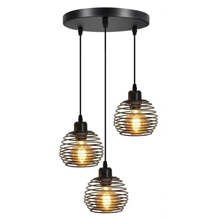 

Black Spring Hollow Lampshade Special-shaped Wrought Iron Creative Chandelier Living Room Dining Bar Atmosphere Pendant Lights