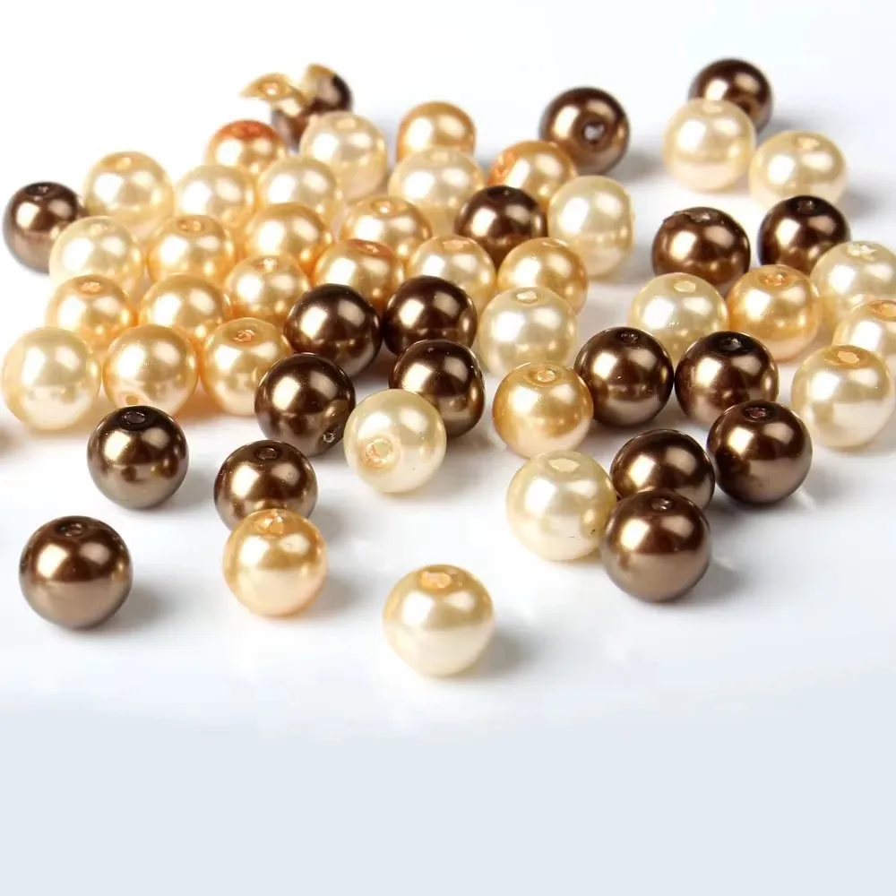 

8MM 60PCS Gradual Color Mixed Round Multicolor Glass Pearls DIY Earrings Bracelet Choker Jewelry Making Accessories