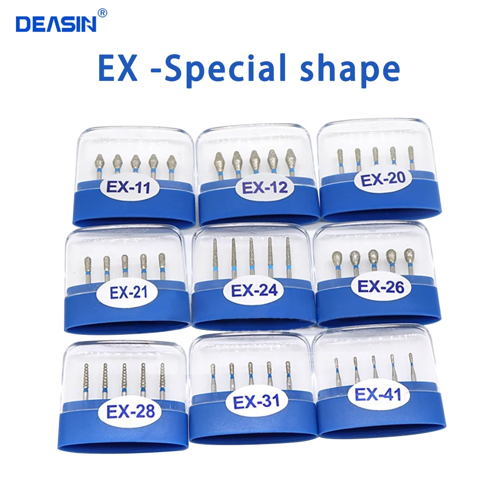 10Pcs/pack FG 1.6mm Dental Diamond Bur Drill EX Series Polishing Tooth bur for High Speed Handpiece