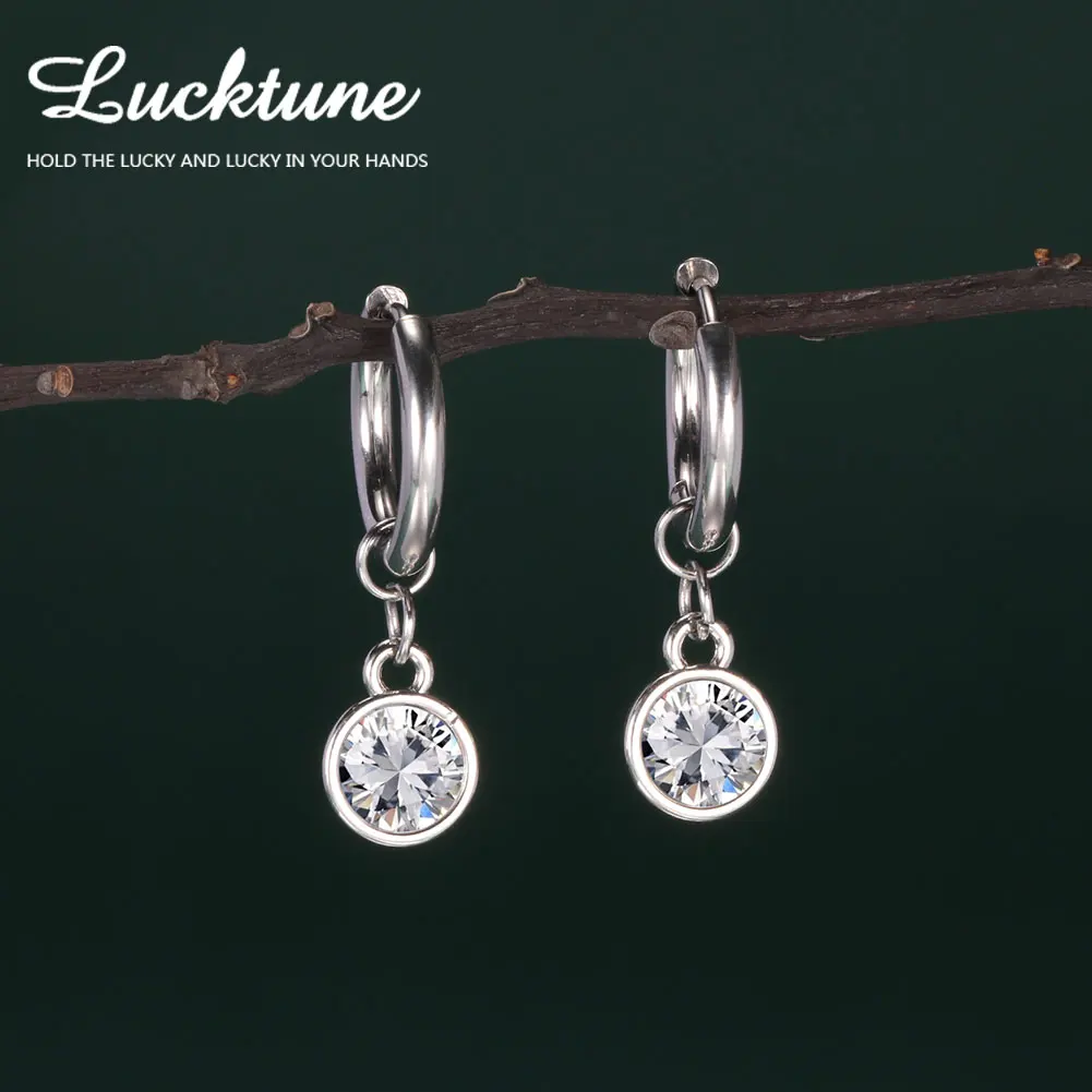 Lucktune Stainless Steel Silver Color Earrings for Women Girls Simple Star Zircon Earrings Jewelry Birthday Party Gift Wholesale