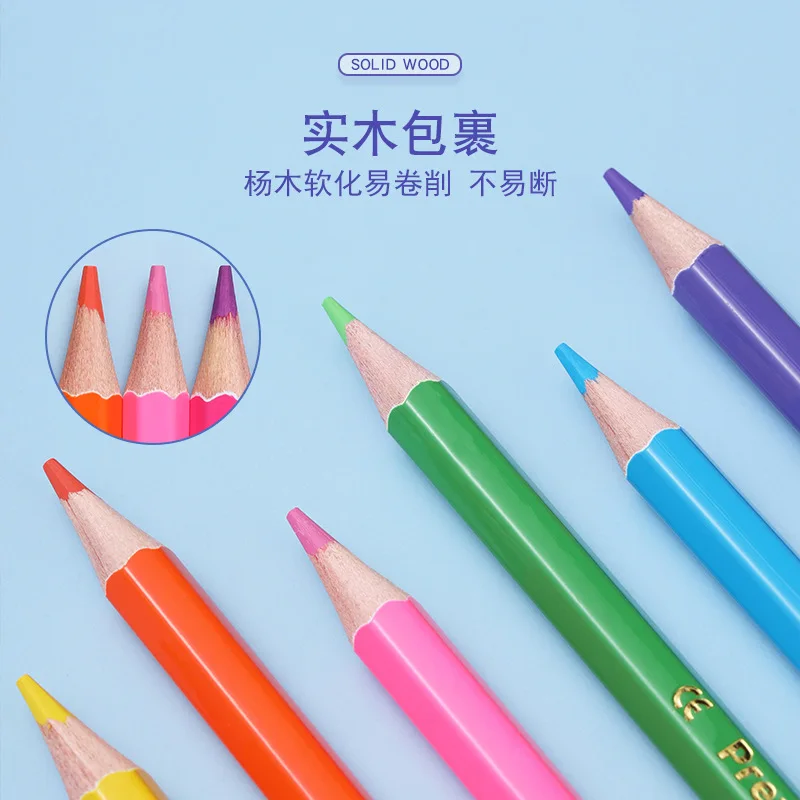 12/24 Colors Double Headed Pencils for kids Art Drawing Sketching Crayon Pastel color Art Premium Student School Supplies