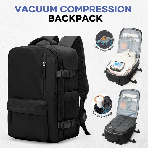 Mochila de viaje de compresión al vacío: bolsa de senderismo plegable de gran capacidad, bolsa ligera para ordenador portátil, mochila esencial para viajes al aire libre