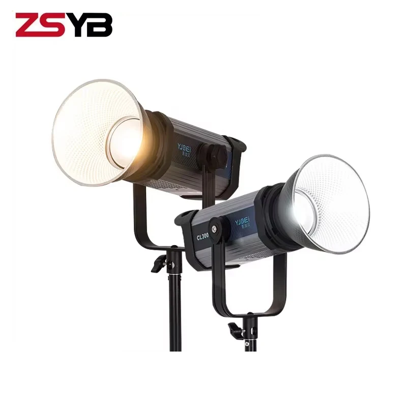 YJBEI CL300Bi 300W Destaque LED Fotografia Ângulo de luz ajustável com controle de aplicativo para streaming de vídeo Tiro ao ar livre