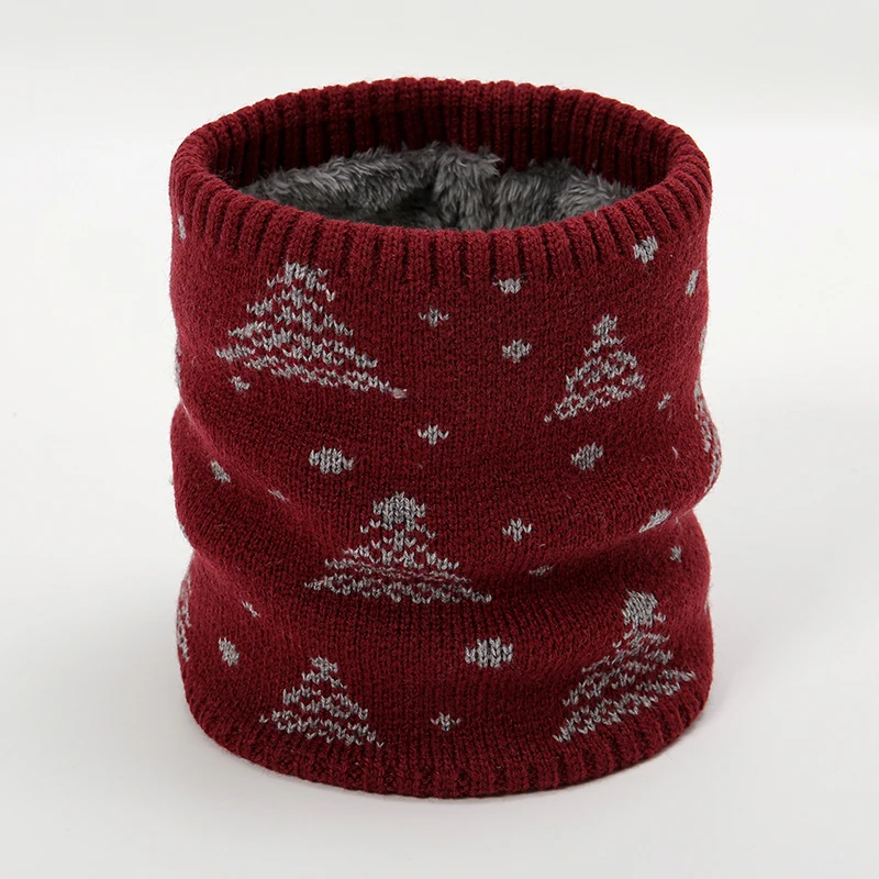 Christmas Knitted Winter Ring Neck Scarf For Women Thick Warm Snood Outdoor Elastic Fur Men Collar Scarves Bandana 2023