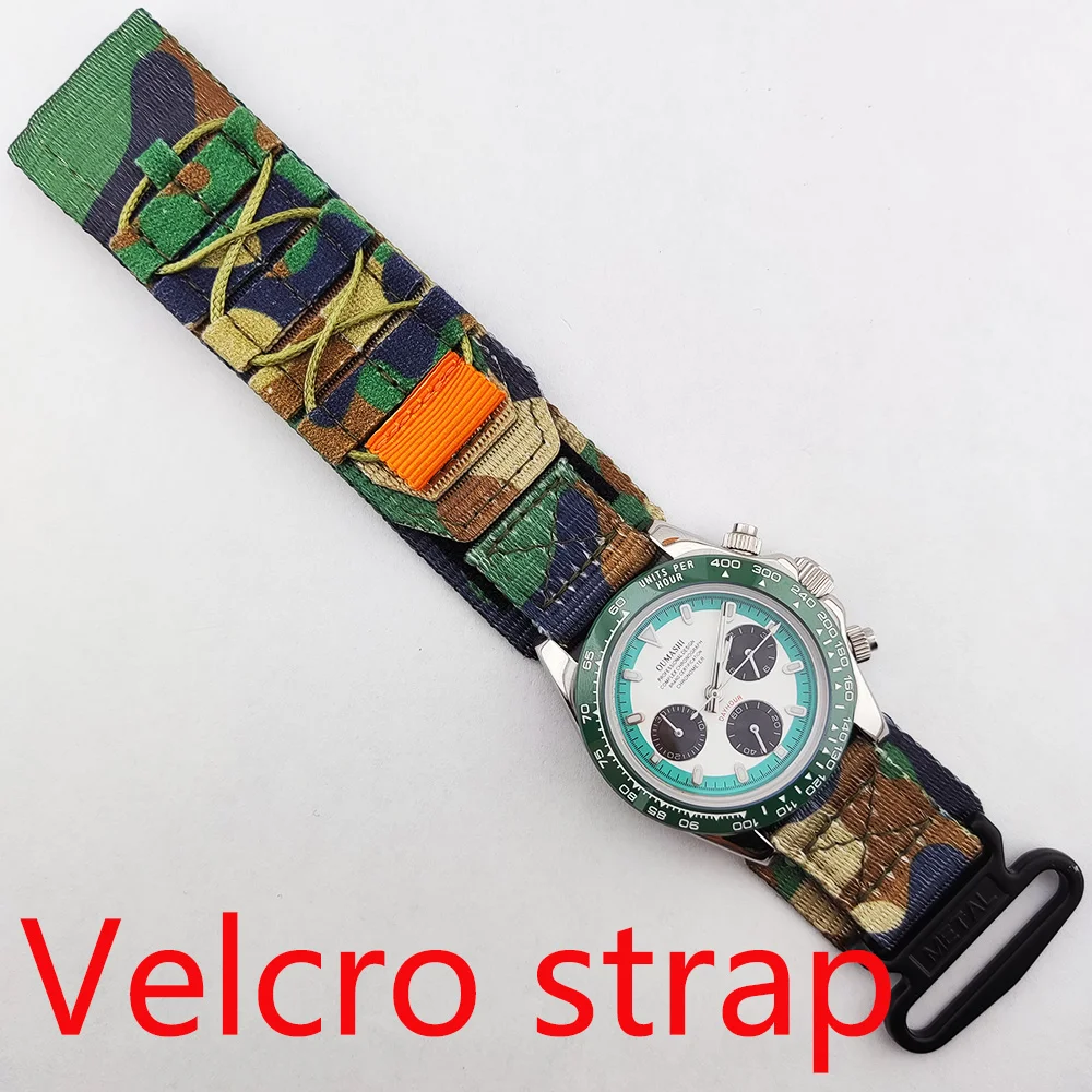 Мужские спортивные часы, кварцевые VK63, хронограф, сапфировое стекло, интенсивная нержавеющая сталь, зеленая яркость, водонепроницаемый ремешок на липучке 10 бар