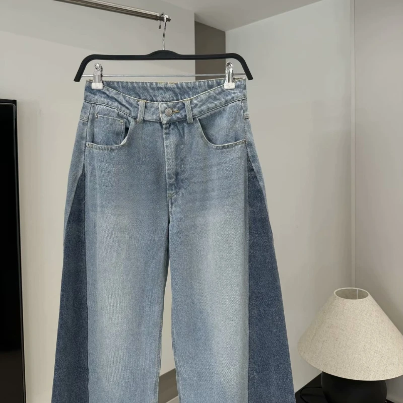 Nieuwe zomer comfortabel temperament, modieuze individualiteit en casual katoenen jeans met hoge taille en wijde pijpen, wijde broek