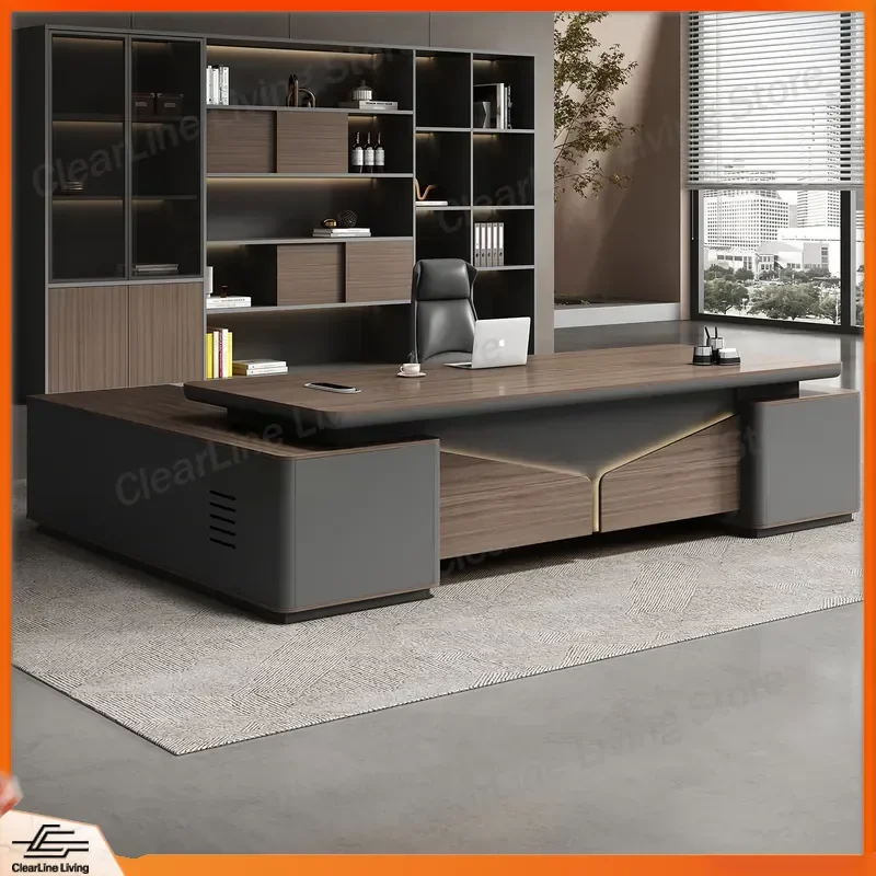 Light Luxury Boss Desk Simple Modern Chairperson Table Large Manager Office Desk and Chair Combination for Executive