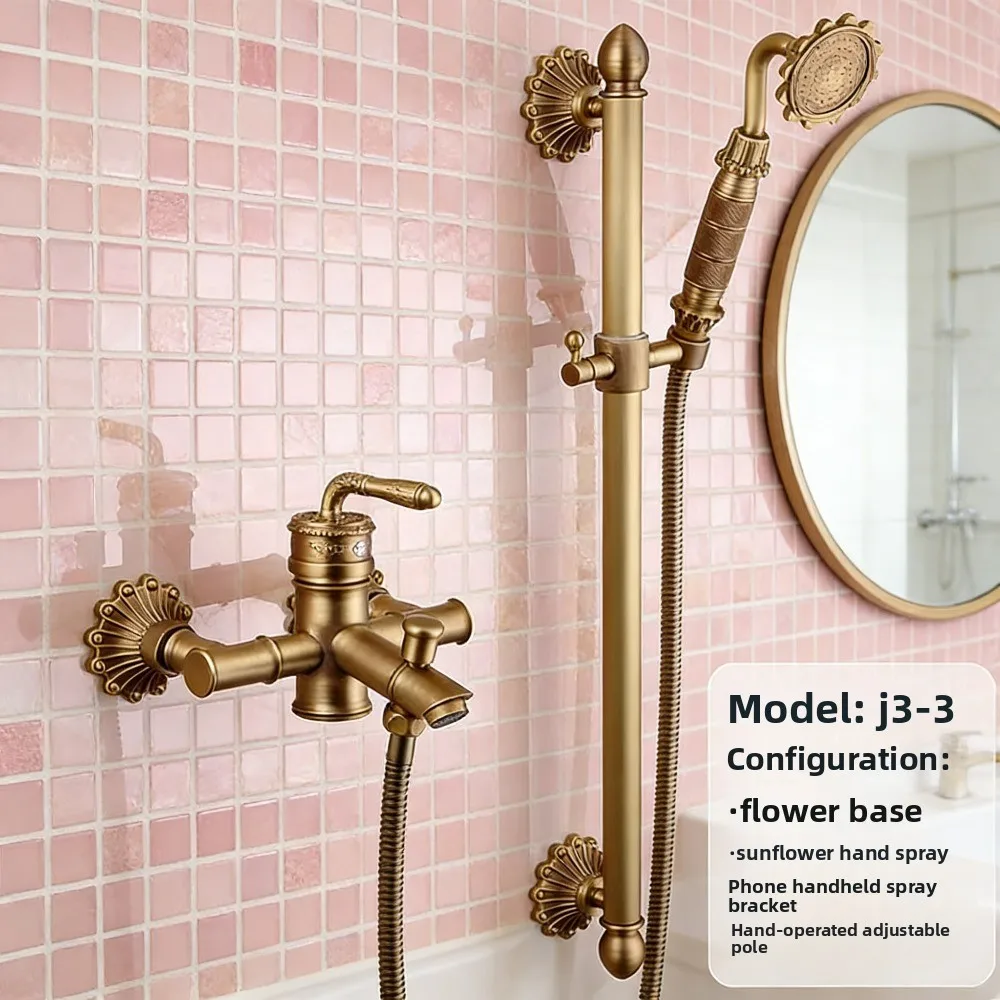 

Латунный французский антикварный душевой набор, смеситель для ванны в стиле ретро