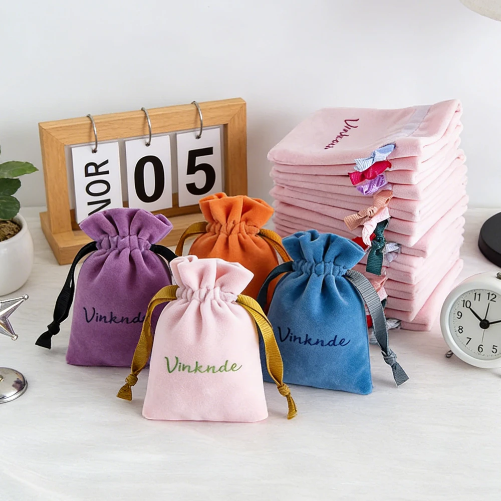 

50Pcs/Lot 8x10cm 10x15cm 25x30cm Velvet Drawstring Bag Jewelry Packaging Pouches Perfume Earrings Cosmetic Travel Organizer Bags