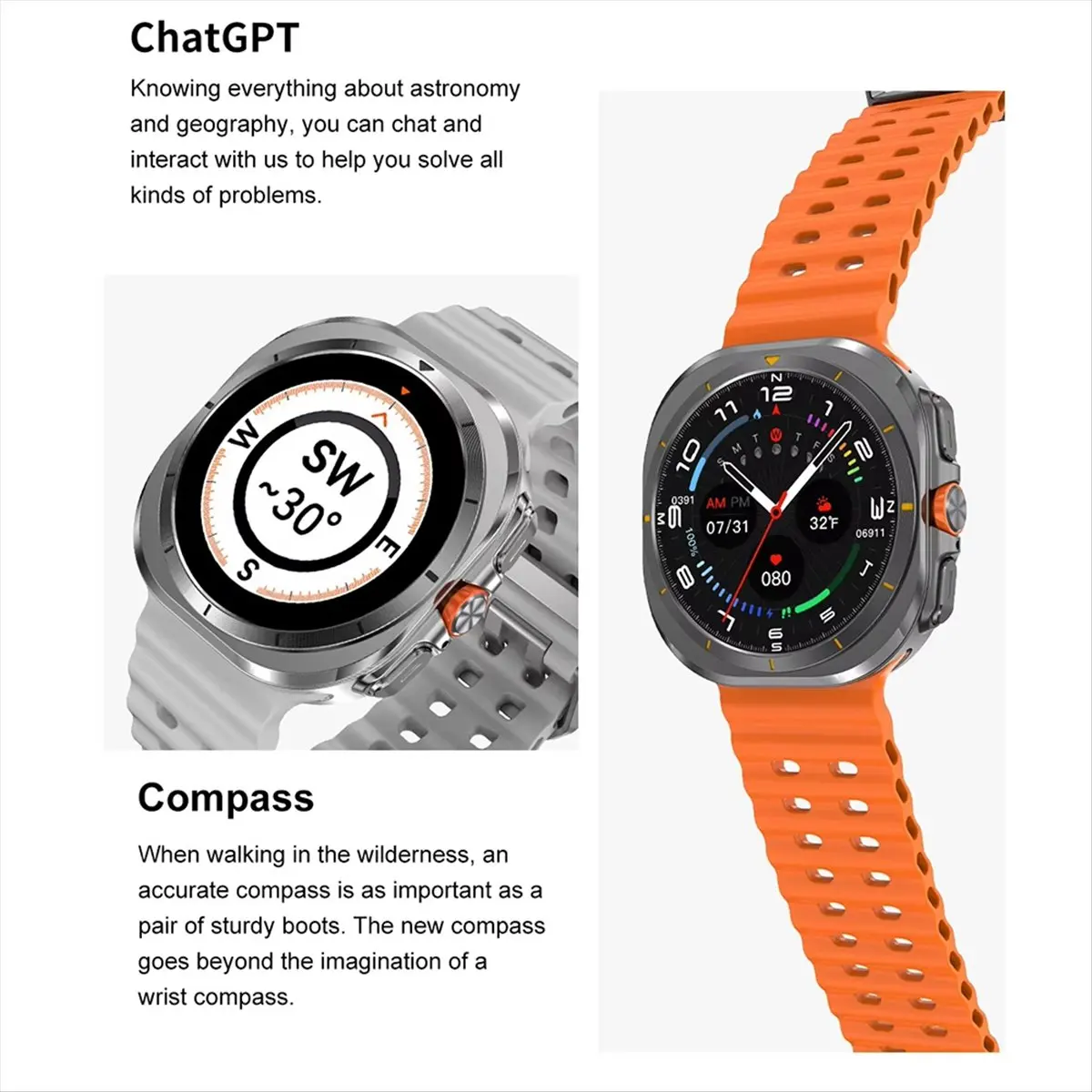 Умные часы DT81 DT Watch Ultra 47 мм с Bluetooth-вызовами, компасом, 3D-меню, беспроводной зарядкой, серия 7, черные