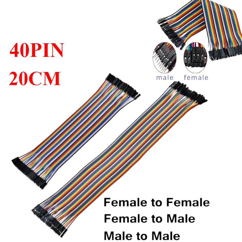 Dupont Line 20 см 40Pin штекер-гнездо и гнездо-гнездо перемычка Кабель Dupont для Arduino