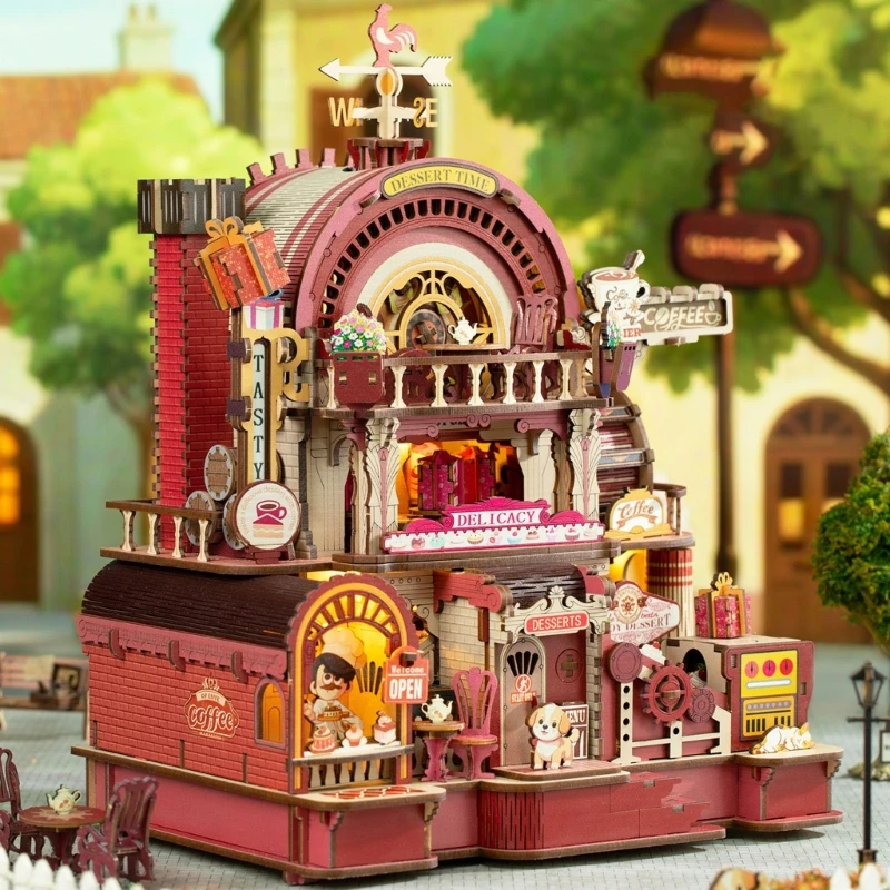 Interactives Scandinavian Bakery With Rotating Windmill And LED Lights For Model Collectors 15UB