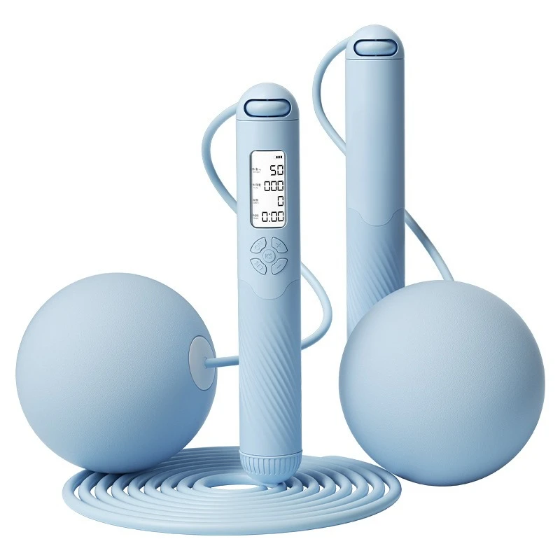 

Cordless skipping rope, big ball weight-bearing silicone five-button intelligent counting skipping rope
