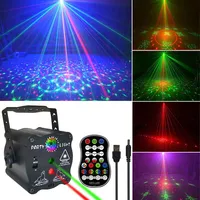 60 Patterns DJ Disco Light RGB Strobe Light Rechargeable Party Light Voice Control Laser Projector Lamp Stage Effect Lighting