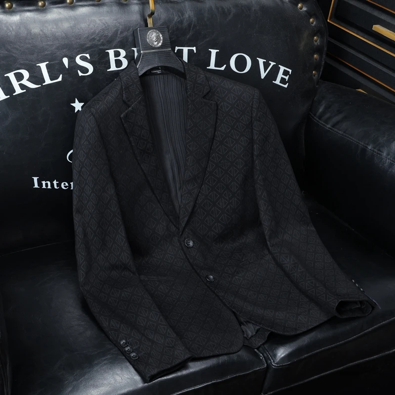 

European Style Black Blazers For Men Brand Classic Draping Cutting Autumn Quality Easy Care Suit Jacket Slim Fit Terno Masculino