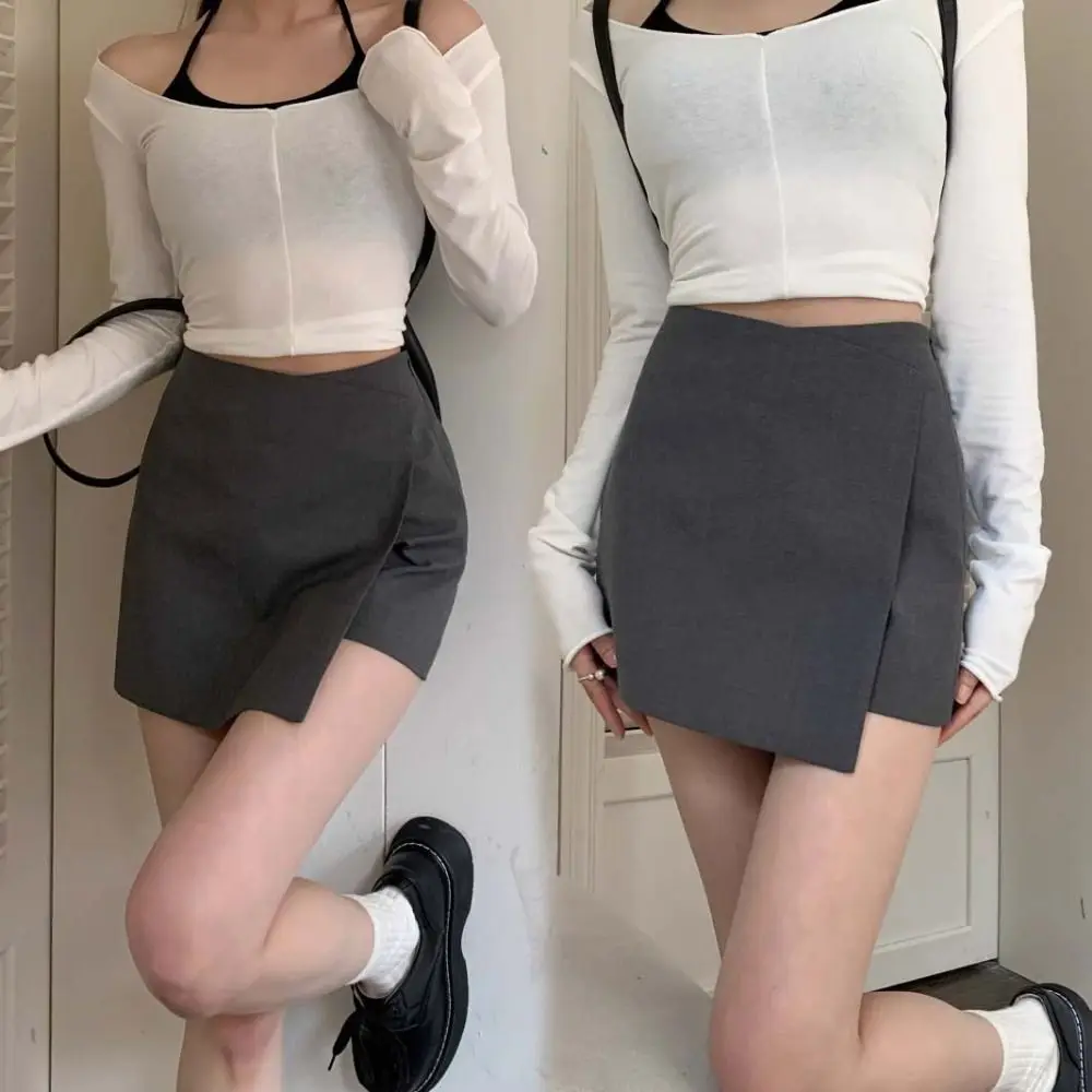 

Korean Style Asymmetrical A-line Short Skirt High Waist Slim Fit Mini Short Skirt Y2K Summer Women's Shorts Pants Girls