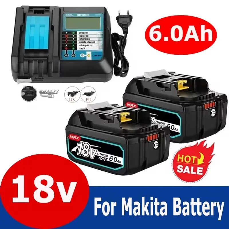 

Latest Upgraded BL1860 Rechargeable Battery 18V 6000mAh Lithium ion for Makita 18v Battery BL1840 BL1850 BL1830 BL1860B LXT 400