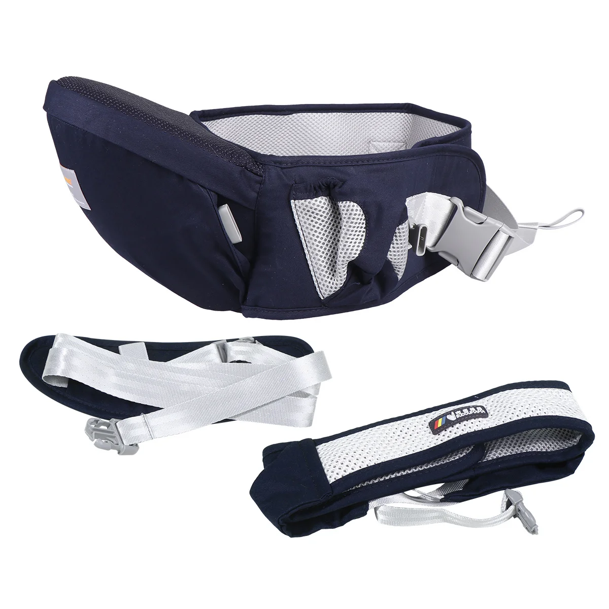 مقعد خصر للأطفال، أزرق داكن، قابل للتنفس، مقعد الورك للرضع قابل للتعديل، حامل أمامي للأطفال الصغار في الهواء الطلق القصير #3