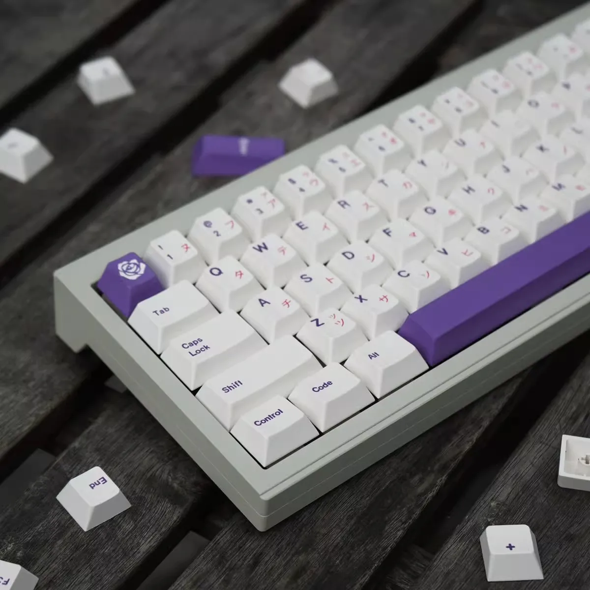 1 Set Purple Rose Keycap Cherry Profile Keycaps PBT Dye Sublimation Key Cap For Keyboard Keychron Q2 K2 Anne GH60 GK64 Poker 96