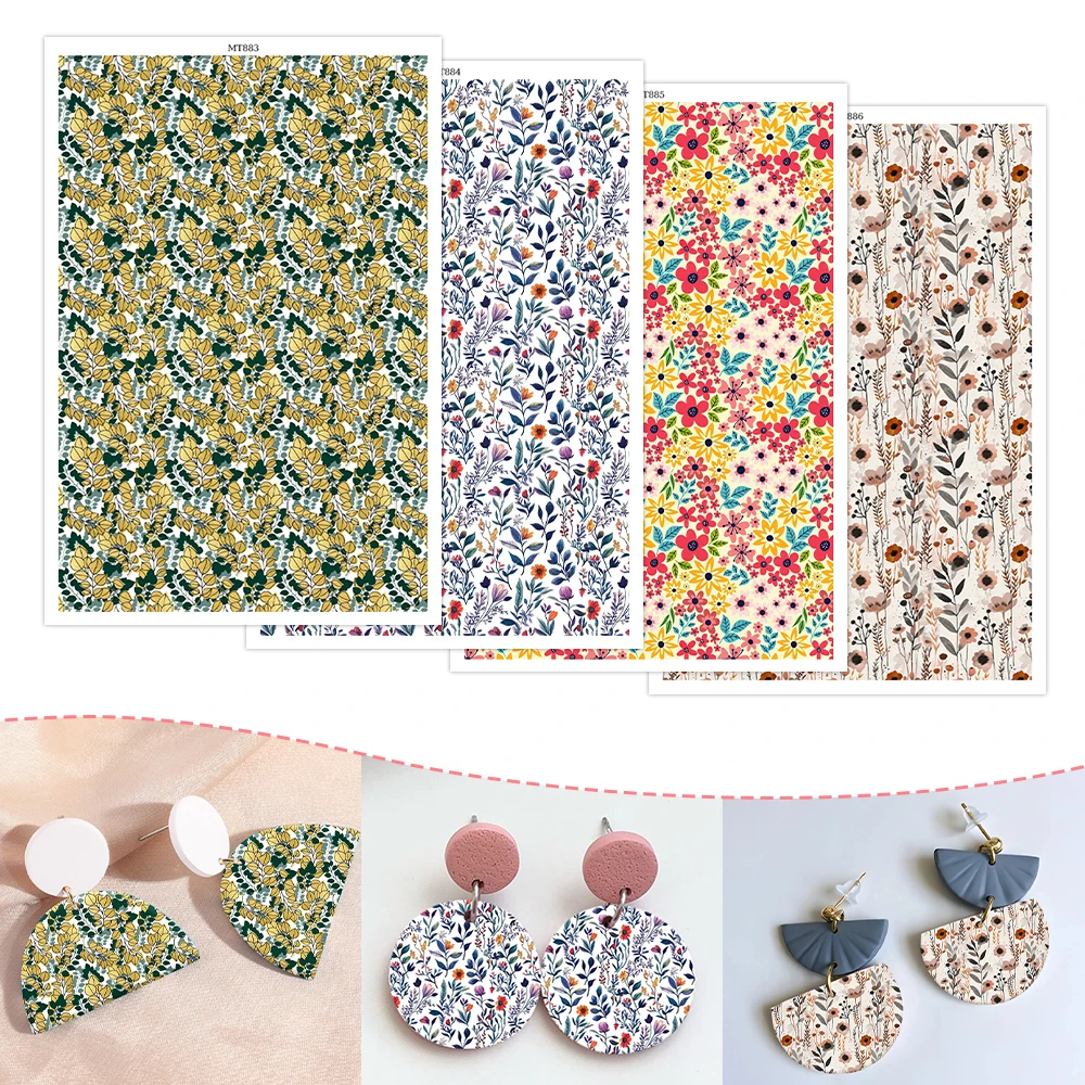 

Plant Leaves Flower Print Design Soft Ceramic Earrings Water Soluble Disposable Sticker for Diy Jewelry Making Decal