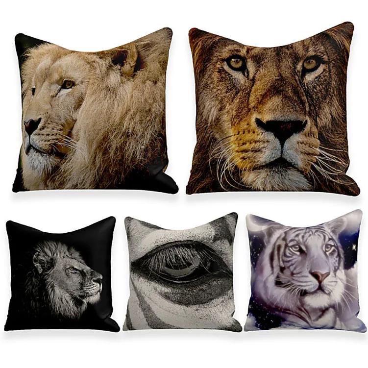 

Animal Linen Pillowcase Lion Tiger Pillow Case Home Decor Living Room Bedroom Sofa Bed Chair Pillow Cover Room Aesthetics 45x45