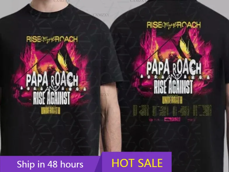 

Papa Roach And Rise Against Rise Of The Roach Tour 2025 Tour Dates 100% Cotton T-Shirt