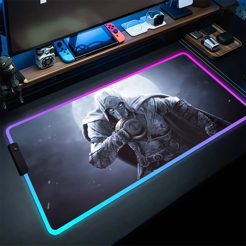 RGB Mouse Pad M-Moonlight knights Non-Slip Rubber Edge locking mousepads Game play mats notebook computer M-Marvels Home Decor