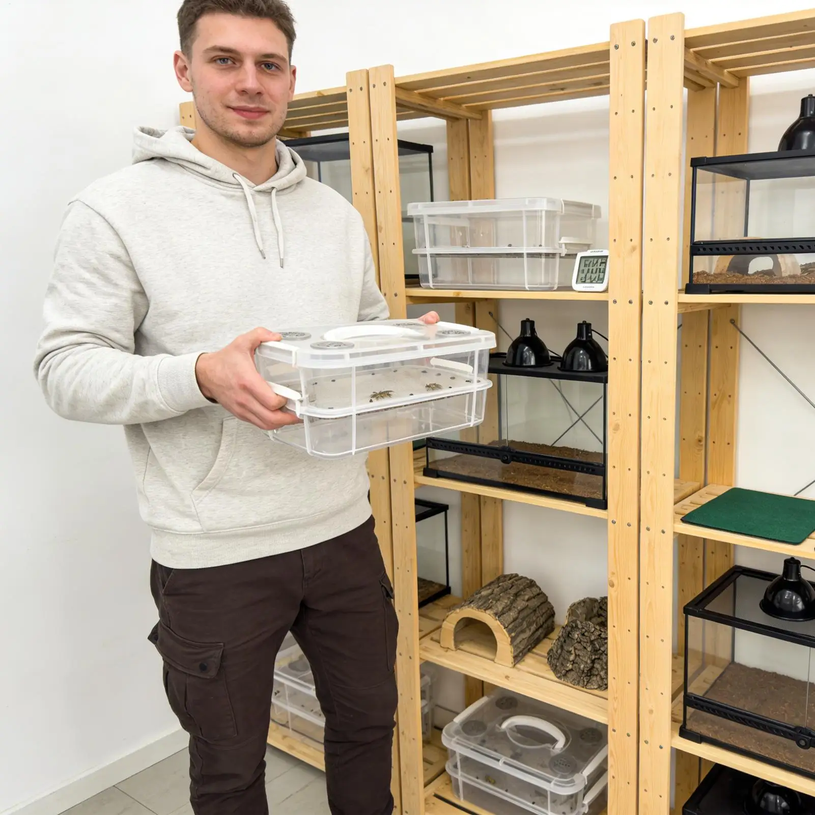 Caja de cría de gusanos de harina amarillos, transparente, de malla fina, recipientes de alimentación para gusanos de maíz, granja de gusanos de harina para dragones barbudos, pájaros, gallinas y ranas