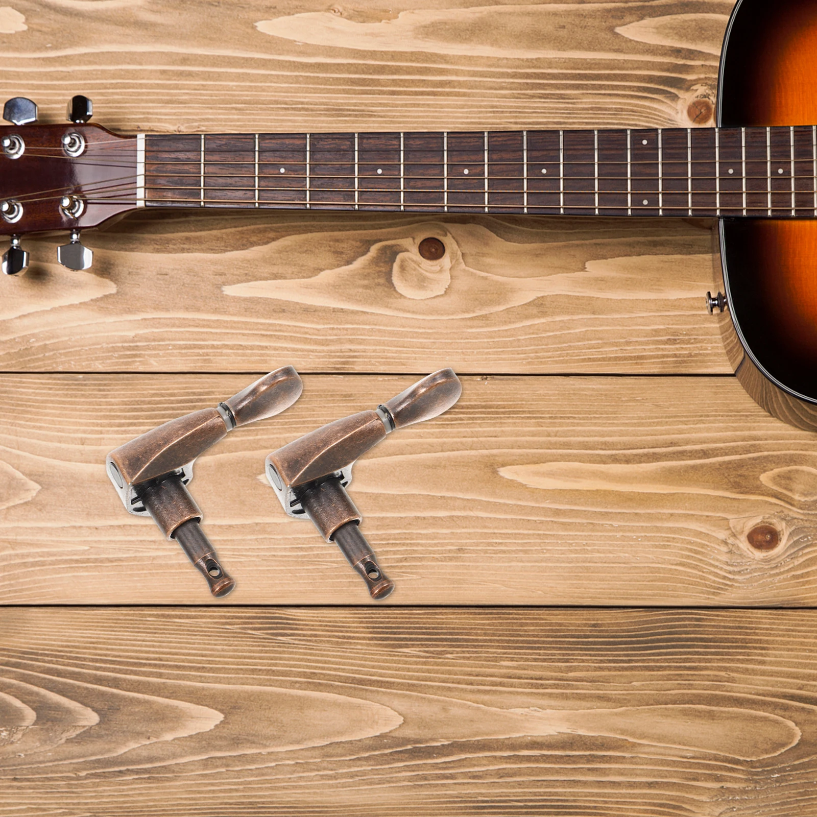 

6 Pcs Acoustic Guitar Winder Tuning Pegs Locking Tuners Machine Heads Bridge Pins Ballad Dark Brown Bridges and Saddles
